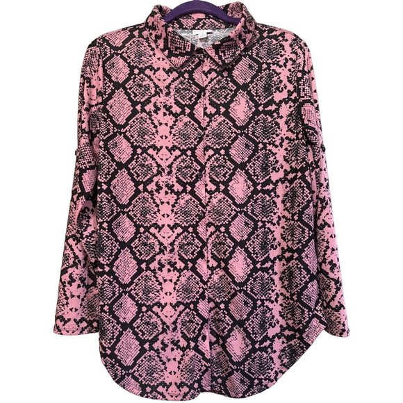 LuLaRoe Simply Comfortable Women's Geometric Blouse Button-Down Size M Polyester - Picture 1 of 12